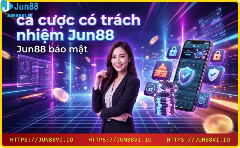 Biểu tượng khóa bảo mật và lớp dữ liệu số của Jun88
