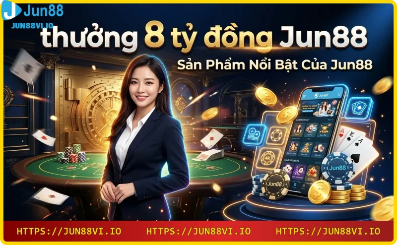 Các sản phẩm cá cược nổi bật tại Jun88: thể thao, casino, slot, xổ số