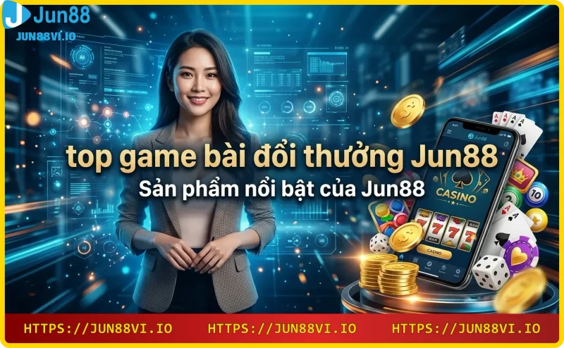 Các sản phẩm game bài nổi bật tại Jun88 như Poker, Tiến Lên, Phỏm
