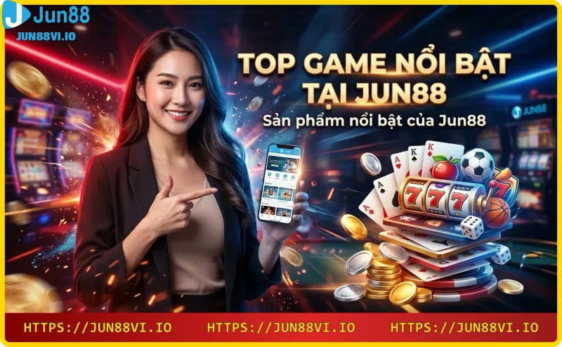 Các thể loại game hot nổi bật tại Jun88 như casino, thể thao, slot, bắn cá, xổ số trong không gian giải trí hiện đại