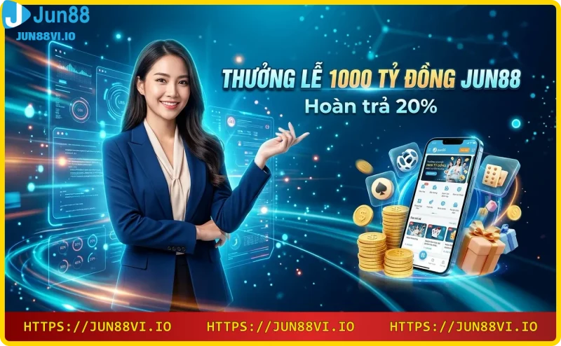 Chính sách hoàn trả 20% mỗi ngày từ Jun88 với biểu tượng phần trăm vàng