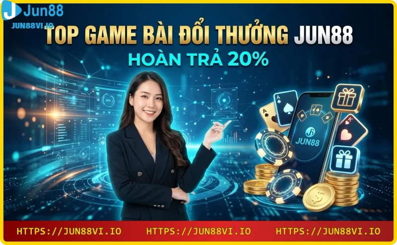 Chương trình hoàn trả 20% tại Jun88 với hình ảnh tiền vàng