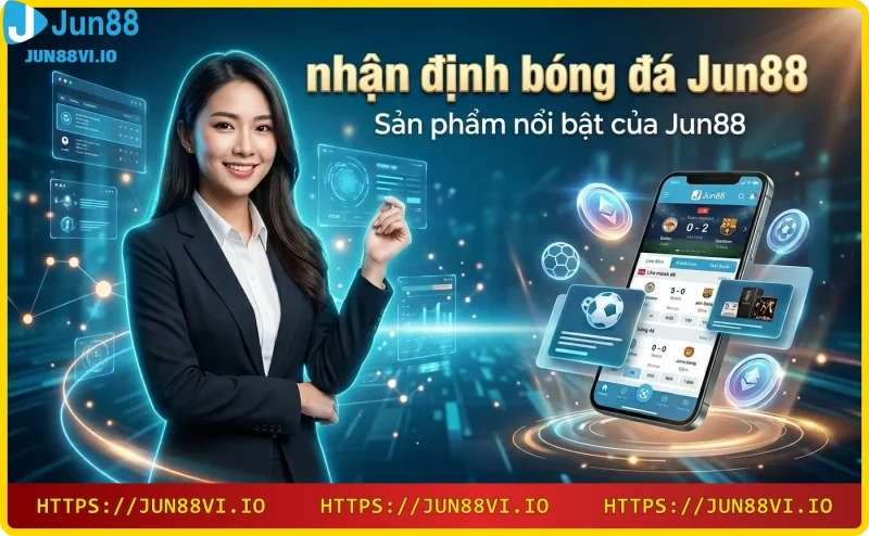 Giao diện cá cược thể thao hiện đại của Jun88 với các trận đấu trực tiếp và tỷ lệ cược