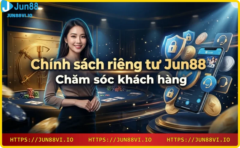 Hình ảnh dịch vụ chăm sóc khách hàng Jun88 với tai nghe và tin nhắn hỗ trợ
