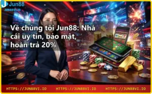 Hình ảnh giới thiệu Jun88 với biểu tượng và phong cách hiện đại
