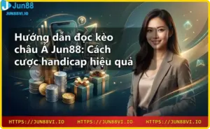 Hình ảnh giới thiệu nhà cái Jun88 với tòa nhà hiện đại và biểu tượng thể thao