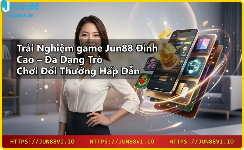 Hình ảnh sảnh casino sang trọng của Jun88 với bánh xe roulette và chip bài